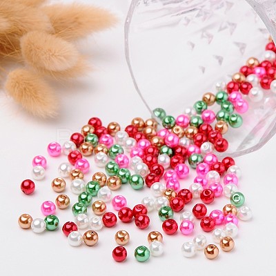 Christmas Mix Pearlized Glass Pearl Beads HY-X006-6mm-05-1