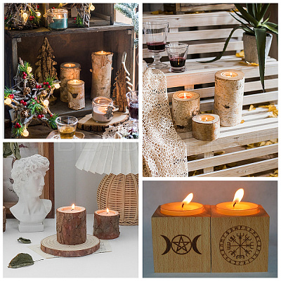 Wooden Candle Holders Set AJEW-SD0001-21F-1