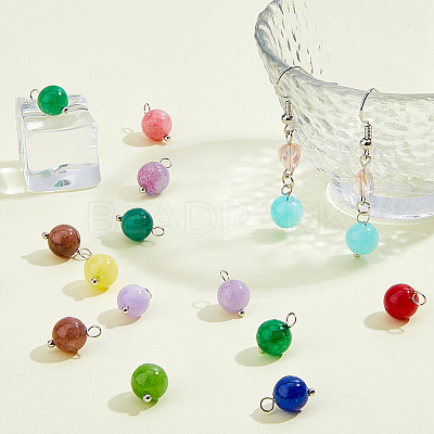 100Pcs Dyed Natural White Jade Round Charms FIND-FH0010-69-1
