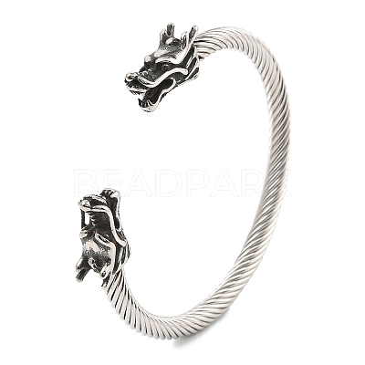 Viking 304 Stainless Steel Open Cuff Bangles for Men BJEW-U001-06B-AS-1