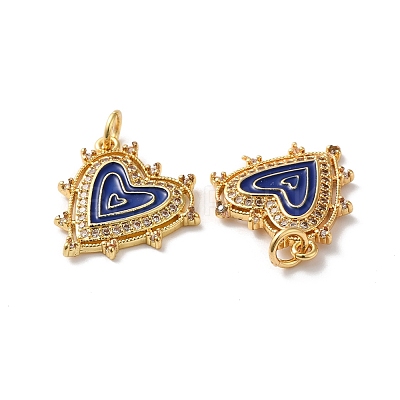 Rack Plating Brass Micro Pave Clear Cubic Zirconia Charms KK-D074-04G-06-1