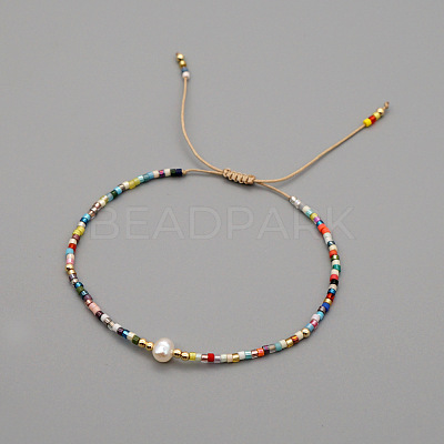 Adjustable Glass Seed Bead Braided Bead Bracelets for Women VT9382-8-1