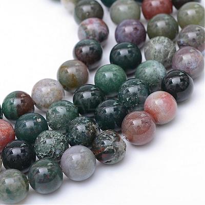 Round Natural Indian Agate Bead Strands G-R345-6mm-08-1