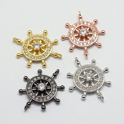 Brass Micro Pave Cubic Zirconia Links KK-N029-08-FF-1