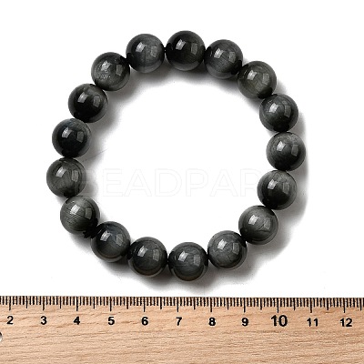 Grade AA Natural Eagle Eye Stone Round Beads Stretch Bracelets for Women BJEW-L712-B01-12mm-1