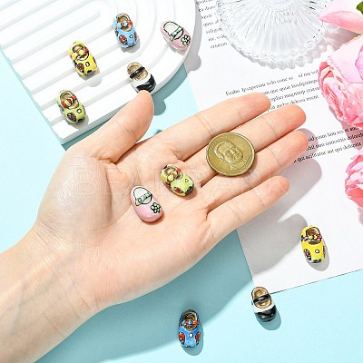 10Pcs 5 Colors Handmade Printed Porcelain Beads PORC-CJ0001-33-1