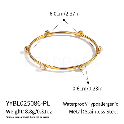 Chic 304 Stainless Steel Pave Pearl Bangles for Women LS-HT2221-1-1
