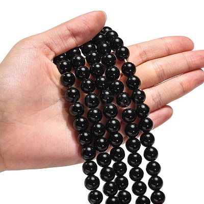 Synthetic Black Stone Beads Strands X-G-G088-10mm-1