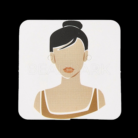 Square Girl Print Paper Earring Display Card CDIS-M007-01B-1