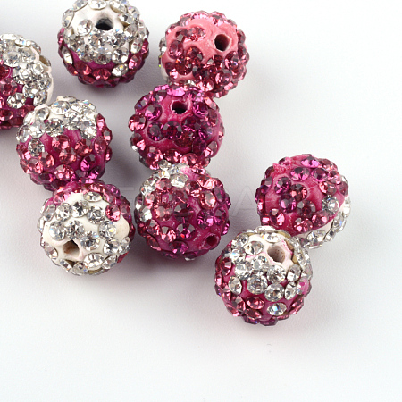 Two-Tone Color Handmade Polymer Clay Disco Ball Beads RB-R041-03-1