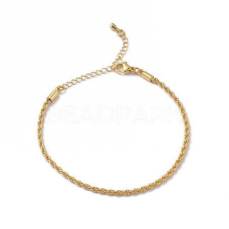 Rack Plating Brass Rope Chain Bracelet for Women BJEW-C020-11B-G-1