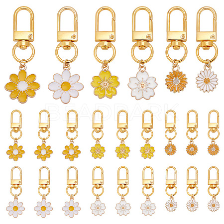 24Pcs 6 Style Alloy Enamel Pendant Decorations HJEW-WR00024-1