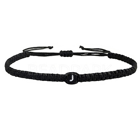 Adjustable Handmade Woven Waxed Cord Braided Bracelets with Acrylic Letter Beads LS-OI4298-10-1