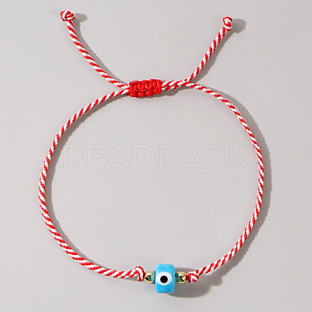 Adjustable Handmade Lampwork Evil Eye Cotton Cord Braided Bead Bracelets WGE50B5-02-1