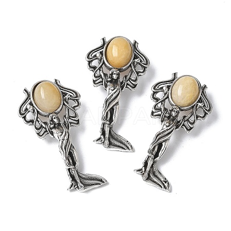 Angel Brass Natural Topaz Jade Pendants KK-D361-02AS-24-1
