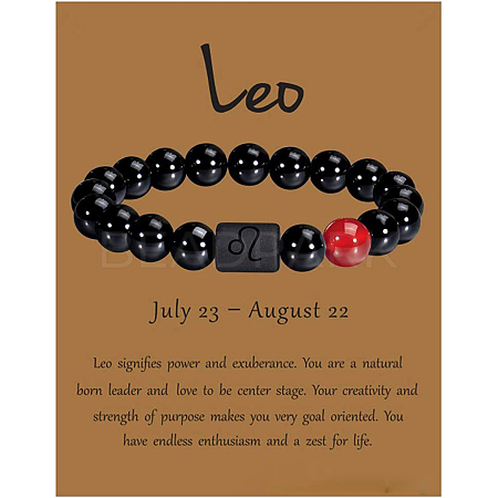 12 Constellation Natural Round Carnelian Beads Stretch Bracelets WGD22B0-12-1