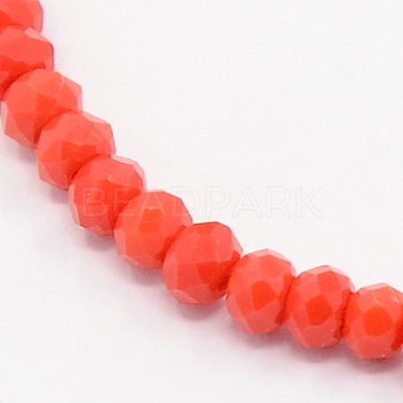 Opaque Solid Color Crystal Glass Faceted Rondelle Beads Strands X-GLAA-F025-A08-1
