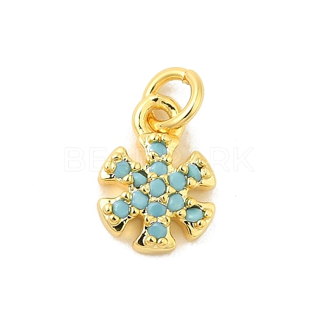 Real 18K Gold Plated Rack Plating Brass Micro Pave Cubic Zirconia Pendants Charms KK-S396-01B-1