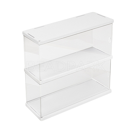 2-Tier Rectangle Transparent Acrylic Minifigures Display Case ODIS-WH0099-08B-1