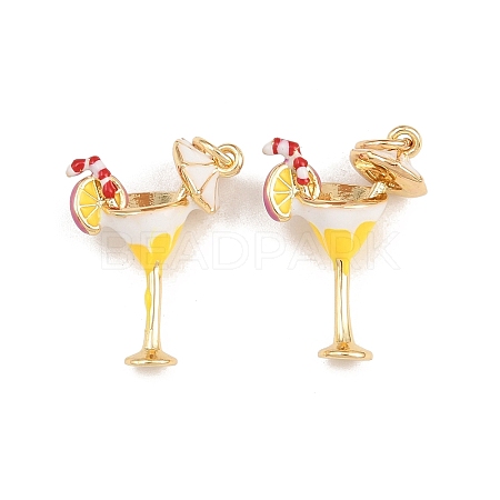 Brass Enamel Pendants KK-B157-20G-01-1
