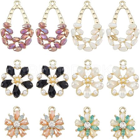 12Pcs 6 Style Plastic Pendants KY-FH0001-12-1