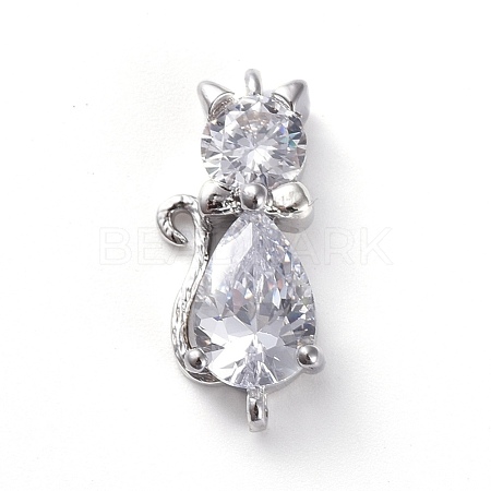 Brass Micro Pave Cubic Zirconia Kitten Links Connectors X-ZIRC-G157-50P-1