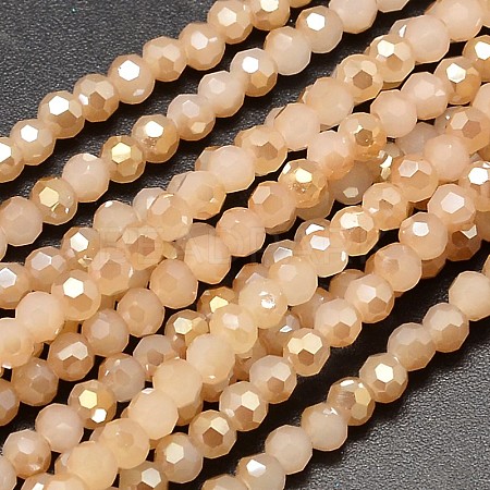 Faceted Round Half Rainbow Plated Imitation Jade Electroplate Glass Beads Strands X-EGLA-J130-HR01-1