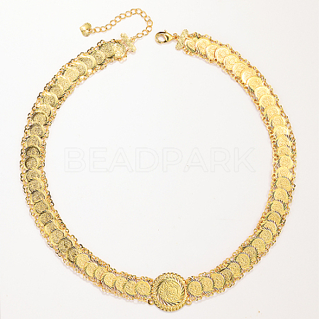 Brass Flat Round Link Chain Necklace CU2366-1