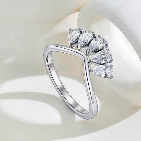 304 Stainless Steel & Cubic Zirconia Finger Rings for Women WG882F8-02-1