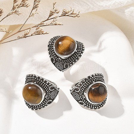 Natural Tiger Eye Adjustable Rings RJEW-I108-03AS-14-1