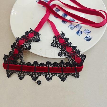Polyester Flower Lace Wrap Knot Choker Necklaces for Women FS-WGE4196-02-1