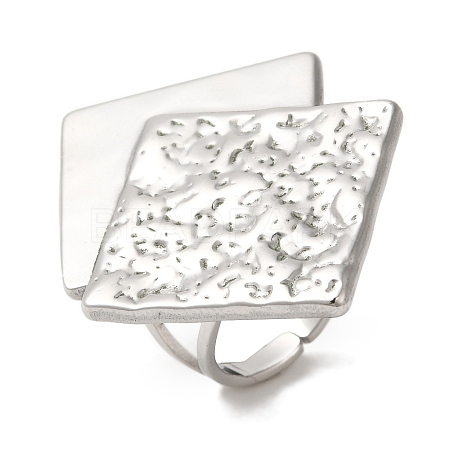 Non-Tarnish 304 Stainless Steel Rhombus Open Cuff Rings for Women RJEW-Z053-04P-1