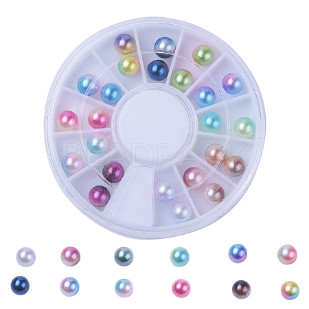Rainbow Color Acrylic Imitation Pearl Beads OACR-X0006-13-1
