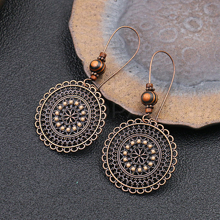 National Style Alloy Wood Dangle Earrings FS-WG6B91F-01-1