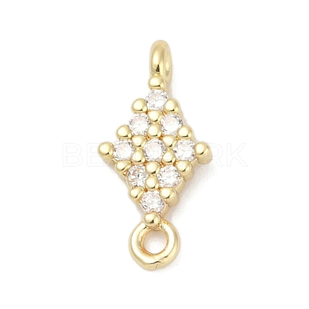 Brass Micro Pave Clear Cubic Zirconia Connector Charms LS-KK-Z094-08G-03-1