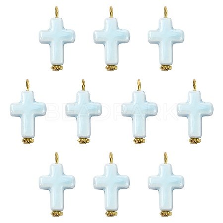 10Pcs Handmade Porcelain Pendants PALLOY-FS00079-1