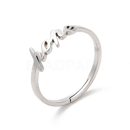Non-Tarnish 304 Stainless Steel Word Hope Adjustable Ring RJEW-L107-027P-1