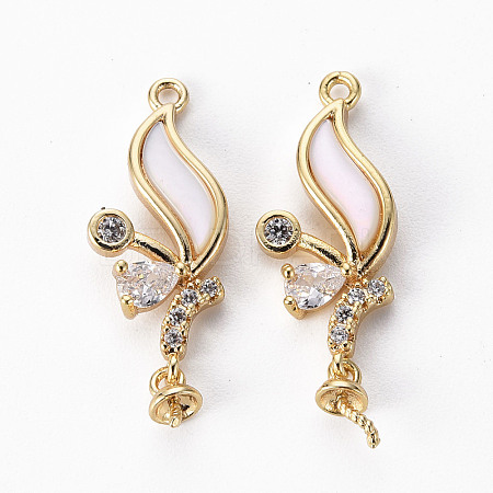 Brass Micro Pave Clear Cubic Zirconia Peg Bails Pendants KK-Q765-014-NF-1