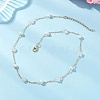 Natural Rose Quartz Star & Natural Freshwater Pearl & Brass Link Chain Necklaces NJEW-JN05687-01-1