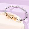 Duo Tone 304 Stainless Steel Twisted Rope Cuff Bangles with S Clasps for Women SA-CBA2192-02GP-3