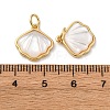 Brass Pave Natural White Shell Pendants X-KK-P308-05G-02-3