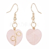 Natural Rose Quartz Heart Dangle Earrings EJEW-JE04914-1