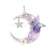 Natural Amethyst Round Chip Wire Wrapped Pendants PALLOY-TA00437-02-1