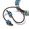 Disc Dyed Natural Lava Rock Adjustable Braided Beaded Bracelet BJEW-G691-01C-3