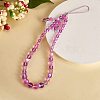 Round Synthetic Moonstone Beaded Mobile Straps HJEW-SW00042-07-5