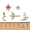 Brass Micro Pave Cubic Zirconia Pendants & Connector Finding Kits KK-XCP0002-20-3