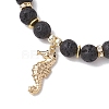 Adjustable Natural Lava Rock Braided Bead Bracelets BJEW-JB10563-4