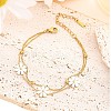304 Stainless Steel with Acrylic Flower Charm Anklets AJEW-Z044-01G-2