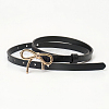 Alloy Bowknot PU Leather Chain Belts for Women AJEW-WH20019-67G-01-3