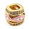 Rack Plating Brass Micro Pave Cubic Zirconia Evil Eye European Beads with Enamel KK-M247-34G-04-3